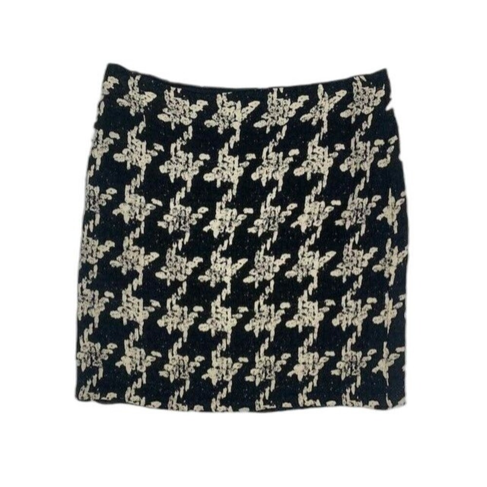 Anne Klein Size 2 Petite Womens Skirt Black Print Short Stretch Back Zip Lined
